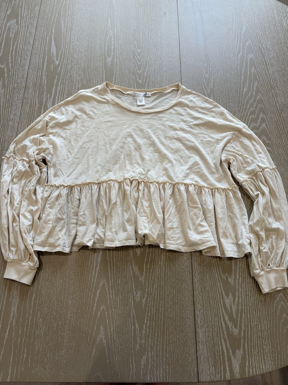 Altar'd State babydoll top Women’s Size Small Ruffle Cream Color